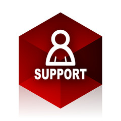 support red cube 3d modern design icon on white background
