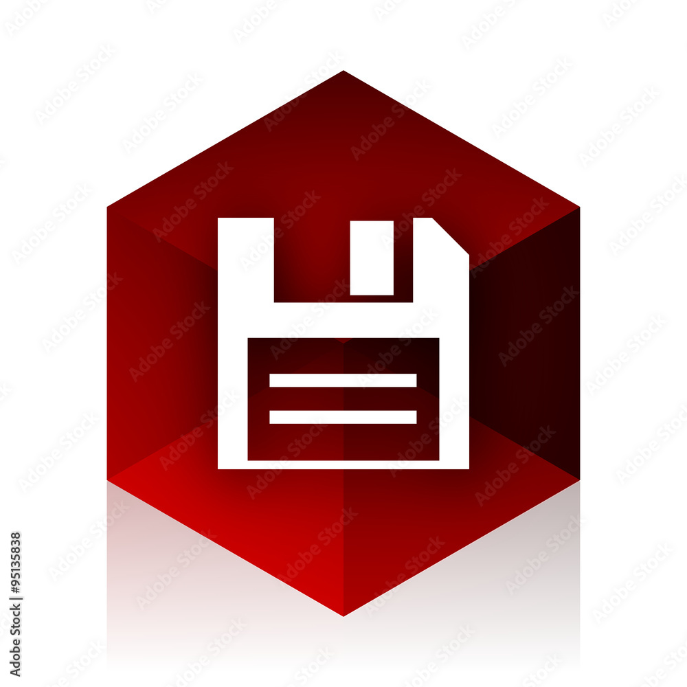 Poster disk red cube 3d modern design icon on white background