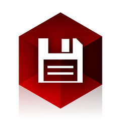 disk red cube 3d modern design icon on white background
