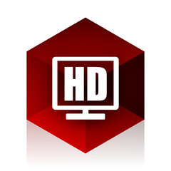 hd display red cube 3d modern design icon on white background