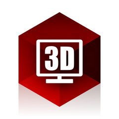 3d display red cube 3d modern design icon on white background