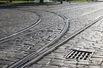 Tram Tracks in Prague,