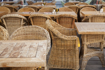 Cafe Table and Chairs Terrace; Stare Mesto Neighborhood; Prague
