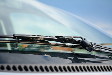close up of a windshield wiper