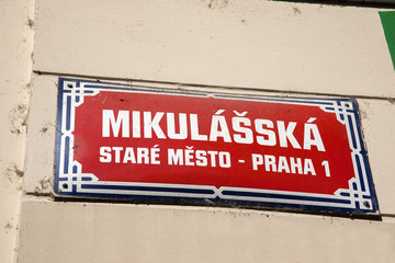 Mikulasska Street Sign; Stare Mesto Neighborhood; Prague