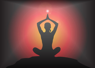 Yoga Arms Overhead Lotus Pose Glare Background