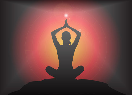Yoga Arms Overhead Lotus Pose Glare Background