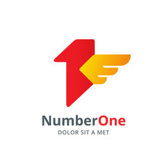 Number one 1 bird wing logo icon design template elements
