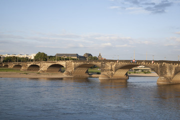 Fototapeta na wymiar Augustus Bridge - Augustusbrucke, River Elbe, Dresden