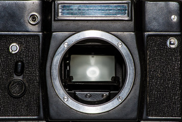 Vintage camera (mirror type) frontal view.