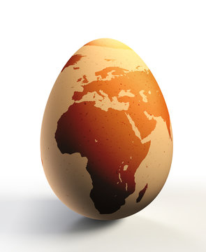 africa and europe map on chicken egg