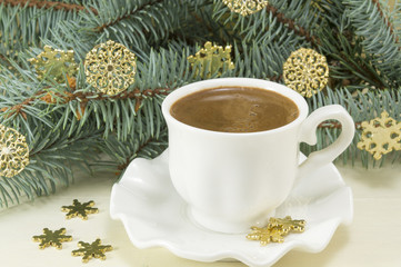 Winter hot coffee time