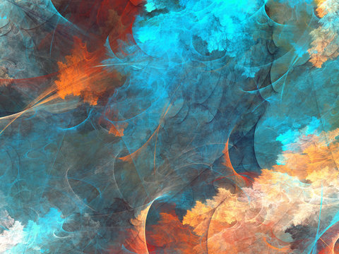 Abstract shapes made of fractal textures.