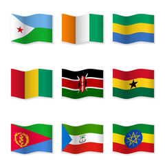 Waving flags of different countries