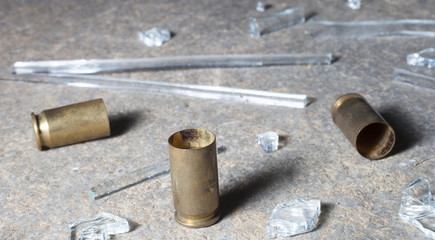 Fototapeta na wymiar Handgun shells