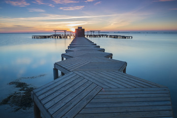 Panorama of Mar Menor lagoon, from Los Alcazares, Murcia, Spain