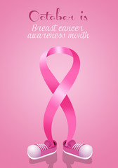 Pink awareness ribbon with shoes