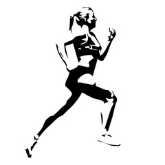 Running woman, vector drawn