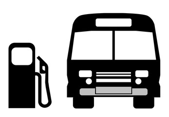 Bus et une station essence