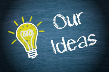 Our Ideas light bulb with text