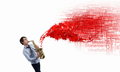 Handsome saxophonist. Concept image