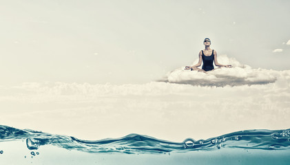 Naklejka premium Female swimmer. Concept image