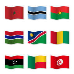 Waving flags of different countries.