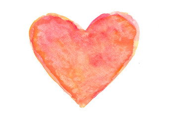 Red heart, watercolor painting