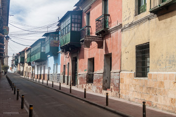 View of a street in a historic center of Potosi, Bolivia.