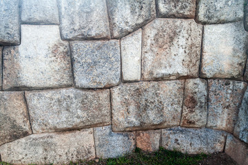 Detail of Inca's perfect stonework at Sacsaywaman near Cuzco, Peru.