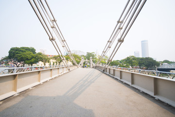 SINGAPORE, OCTOBER 13, 2015: "Pedestrian Cavenagh Bridge" it is