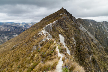 Trekking trail on the rim of Quilotoa crater, Ecuador