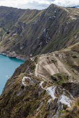 Naklejka na ściany i meble Trekking trail on the rim of Quilotoa crater, Ecuador