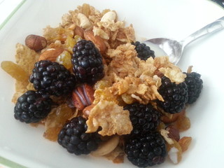 Cereal with Fresh Blackberries and Raw Nuts