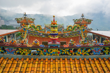 Decoration on the roof of Quanji Temple, Jiufen, Taiwan.