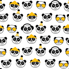 funny cartoon seamless pattern with panda