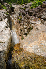 View Looking Down Waterfall Canyon Gorge - Silver Cascade in White Mountains, NH