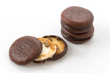 chocolate soft cake with marshmallow