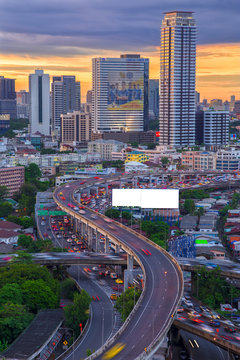 Landscape building modern business district of Bangkok. S-shaped