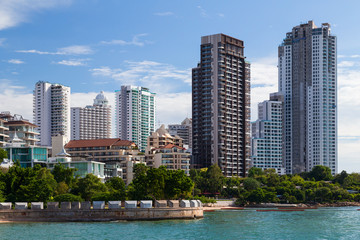 Fototapeta na wymiar Luxury high rise apartment buildings in Pattaya