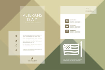 Set of brochure, poster design templates in veterans day style