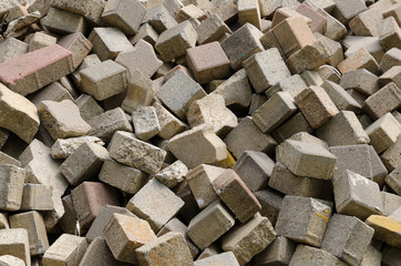 Wreck stone blocks pile