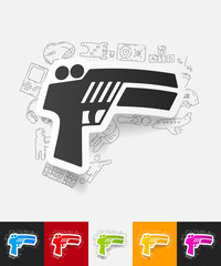gun game paper sticker with hand drawn elements