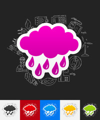 cloud paper sticker with hand drawn elements