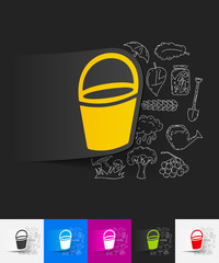bucket paper sticker with hand drawn elements