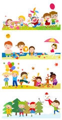 Obraz na płótnie Canvas Spring, summer, autumn and winter - happy kids