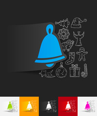 christmas bell paper sticker with hand drawn elements