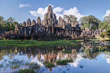 Prasat Bayon temple in the centre of Angkor Thom city  complex