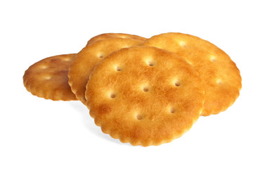 Cracker cookies isolated on white background