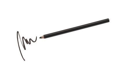 Cosmetic pencil and stroke isolated on white 